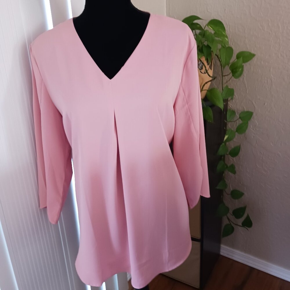 Dusty Pink pullover top with front inverted pleat, size XL